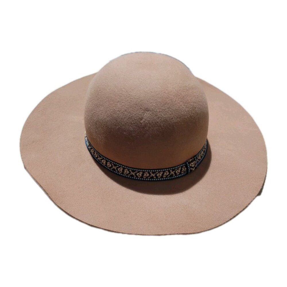 World Market Boho Wide Brim cow girl Hat Women Sz Small/Medium Tan